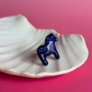 Cobalt - pierścionek porcelanowy - Porcelka Konik