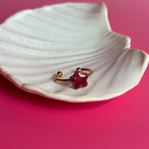Bordo - pierścionek porcelanowy - Porcelka micro bloom