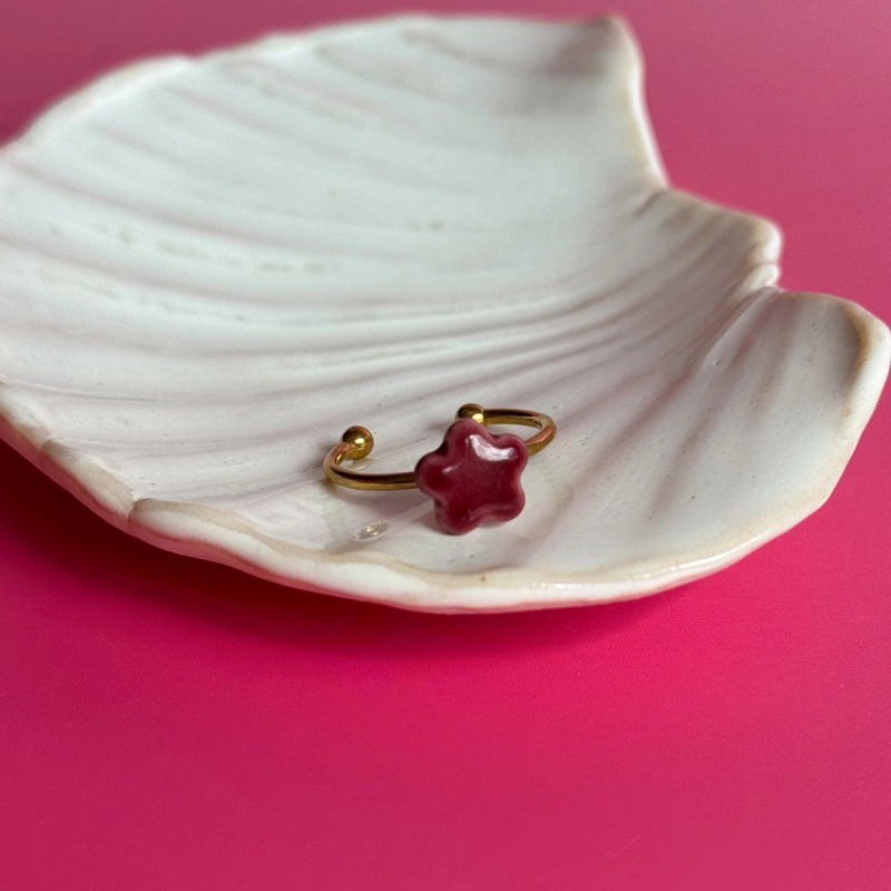 Bordo - pierścionek porcelanowy - Porcelka micro bloom