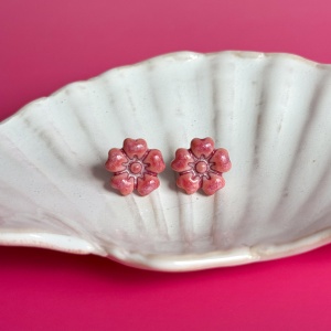 Cherry - kolczyki sztyfty z porcelany w kształcie kwiatu