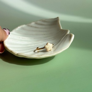 Cream - pierścionek porcelanowy - Porcelka micro bloom