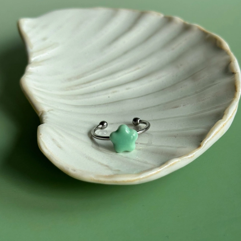 Turkus - pierścionek porcelanowy - Porcelka micro bloom