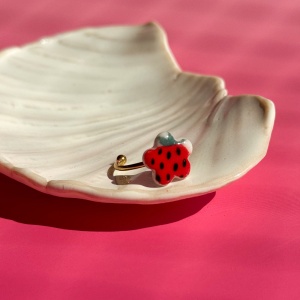 Truskawki - pierścionek porcelanowy - Porcelka mini bloom