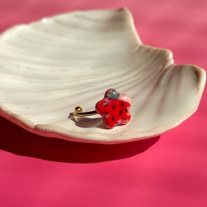 Truskawki - pierścionek porcelanowy - Porcelka mini bloom